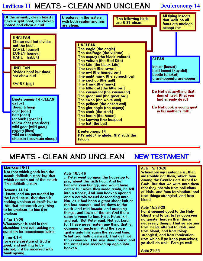 Chart display clean/unclean meats