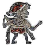 Sterling silver brooch with inlaid red stones, by Peruvian designer Laffi.